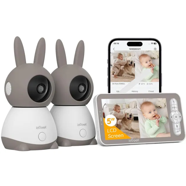 Babyphone mit Kamera WLAN Nachtsicht Video Babyfon PTZ Mobile App Steuerung