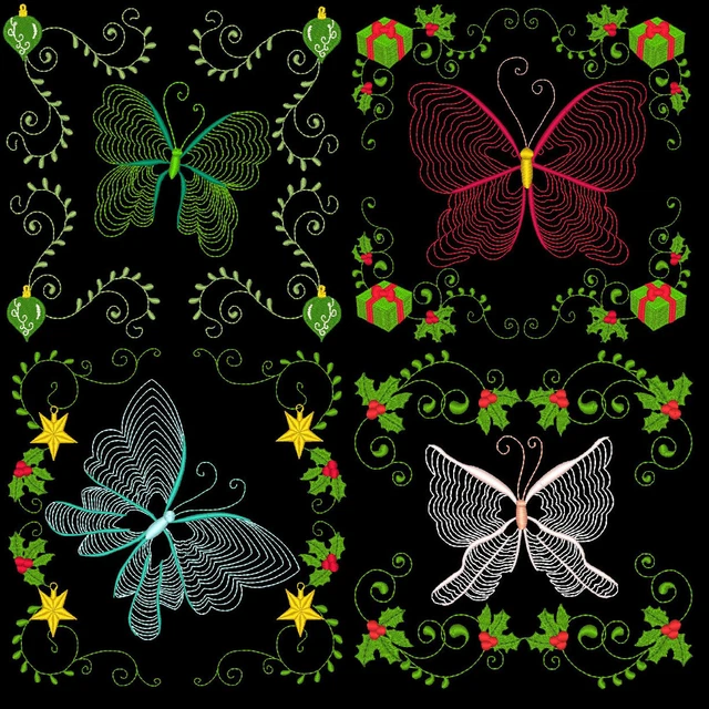 Christmas Flutterbys - 30 Machine Embroidery Designs (Azeb) 2