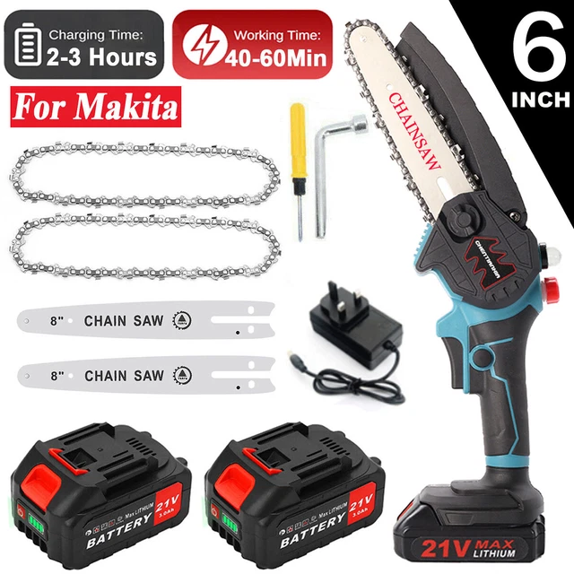 MINI CHAINSAW 6 Inch Cordless Chainsaw Brushless w/2 Batteries Electric ...
