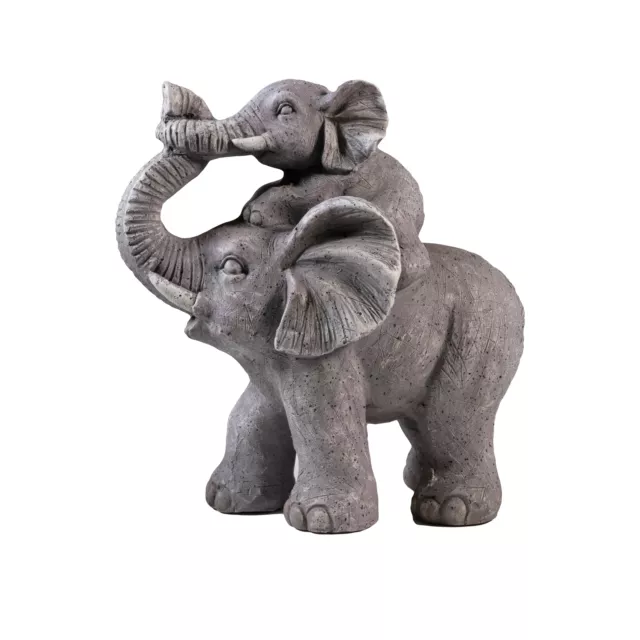 Dekofigur Elefant mit Baby 33 x 34cm Tier Deko Figur Skulptur Gartenfigur