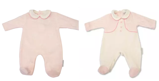 Baby All in One Lace Velour Collar Babygrow Footie Gift NB-3 6  60 Pink Girls