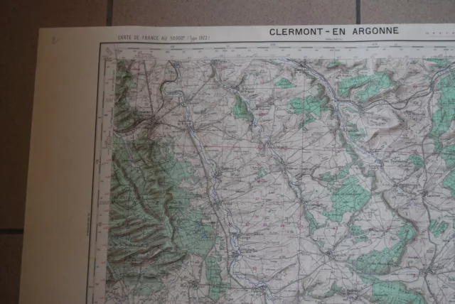 T1 Carte France CLERMONT EN ARGONNE 1953 plan 1/50000 type 1922 n°2 old map 2