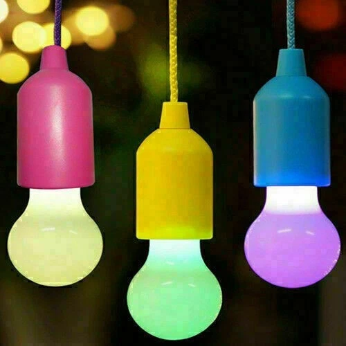 Eaxus 4er Set Kabellose LED-Ziehleuchten – Bunte Allzwecklampen Mit Zugkordel, Batteriebetrieben Für Garten, Party & Wohnung