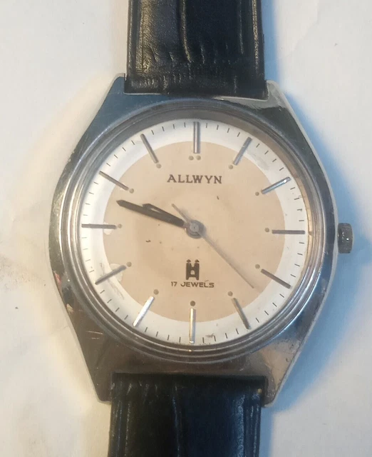ALLWYN AUTOMATIC 17 Jewels 36mm dia Cream NOS Men s Wrist Watch