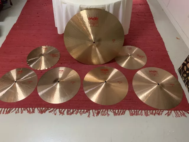 PAISTE 2002 Beckensatz KOMPLETT: Hi-Hat, Ride, 4 Crash Becken SEHR GUTER Zustand