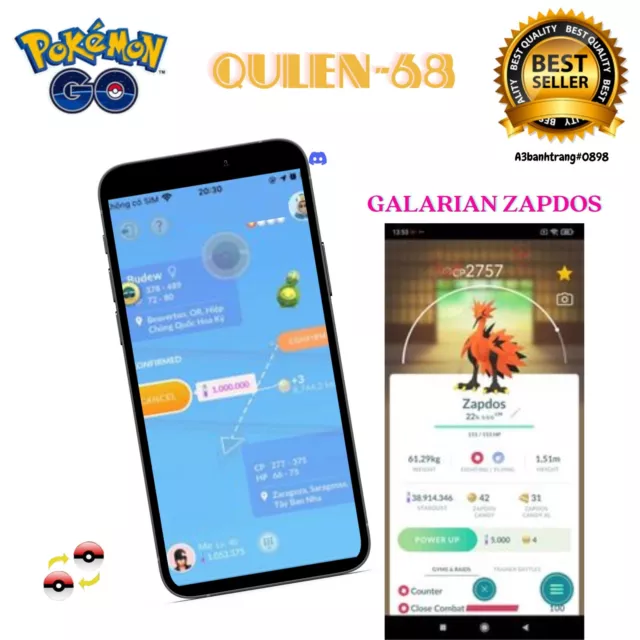 0145 Zapdos Galarian - Pokemon Go - Registered / Unregistered