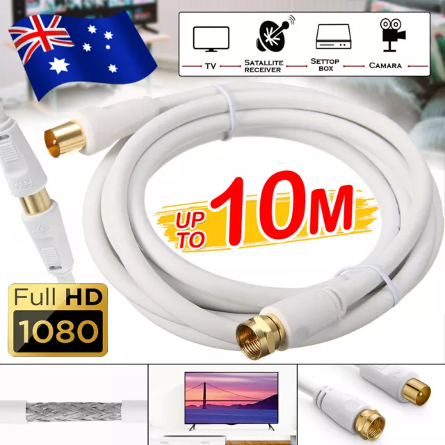 TV Antenna Aerial Coax Cable PAL Male to Female Aerial Flylead Cord Lead 1.8m-5m