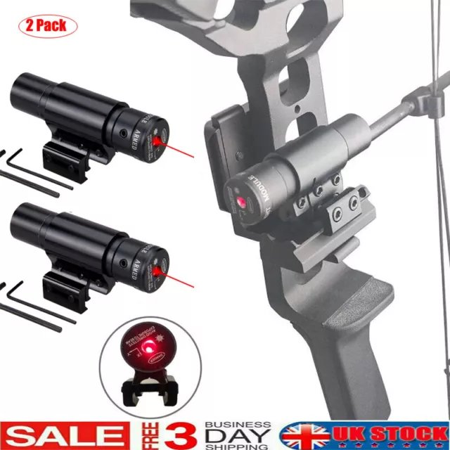 2PCS Archery Red Dot Laser Sight Scope for Compound Recurve Bow Crossbow Hunting