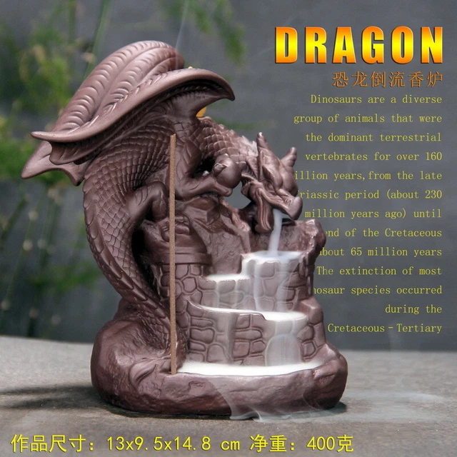 Portable Home Decoration Dragon Ceramic Waterfall Backflow Incense Burner