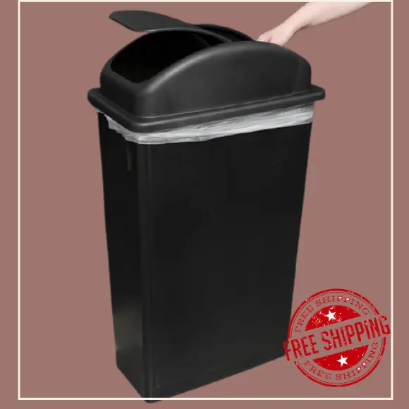 23 Gallon Heavy Duty Black Plastic Slim Restaurant Kitchen Garbage Trash Can Lid