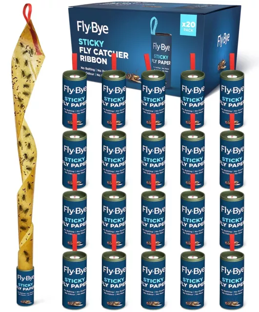 Fly Catcher Strips x20 Rolls Sticky Paper Trap Fruit Fly Insect Bug Glue Killer