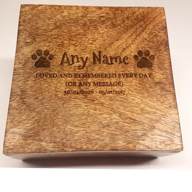 Gravierte Haustier Urne Asche Haustier Box Hund Urne Katze Urne personalisierter Sarg Mango Holz