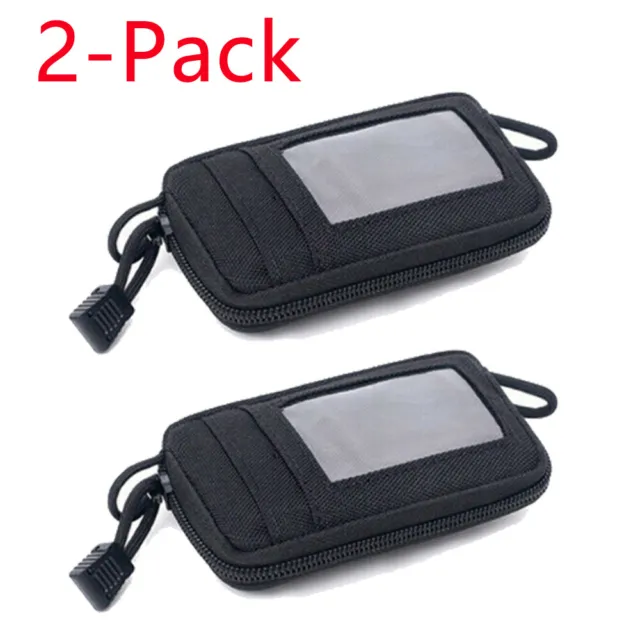2-Pack Tactical Waterproof EDC Mini Wallet Coin Card Bag Key Money Waist Pouch