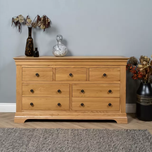 Elm Home and Garden Quality Oak 3 Over 4 Chest Of Drawers Fully Assembled