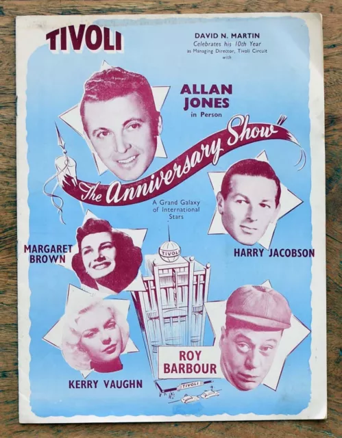 OLD PROGRAMME Tivoli Theatre Melbourne nd.c.1952 The Anniversary Show