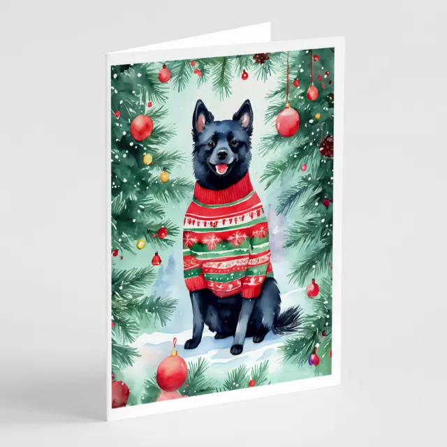 Schipperke Christmas Greeting Cards and Envelopes Pack of 8 DAC3624GCA7P