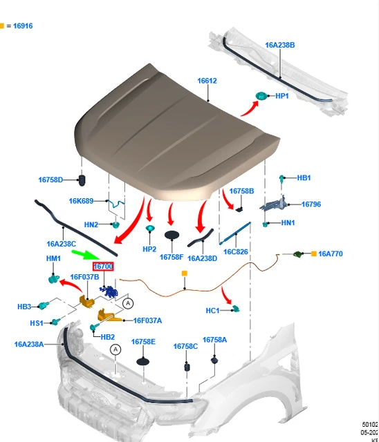 Loquet De Capot Avant Avec Capteur Pour Land Rover Discovery & Modèles - Remplace LR065340 / LR041431G / LR125366 - 3