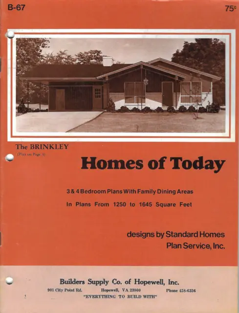 Vtg 1976 'Homes Of Today' 3 And 4 Bedroom Catalog Of House Plans! Layouts/Pics!