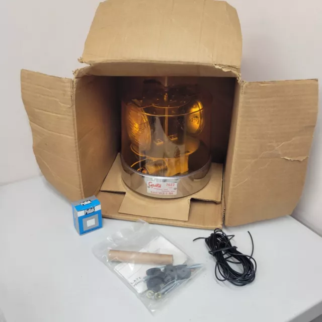 Vintage  Grote 8” Amber Beacon Halogen Light Lamp #7622 New Open Box NOS
