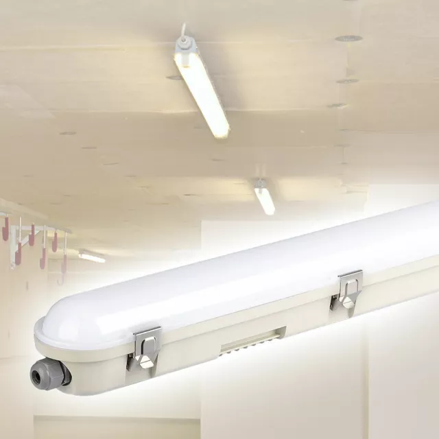 LED Lampe De Plafond Humide Espace Atelier Garage Salle Bain Tubes Éclairage