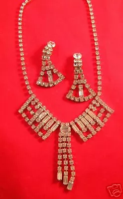 Vintage Rhinestone Earrings  Necklace Lot CAT RESCUE