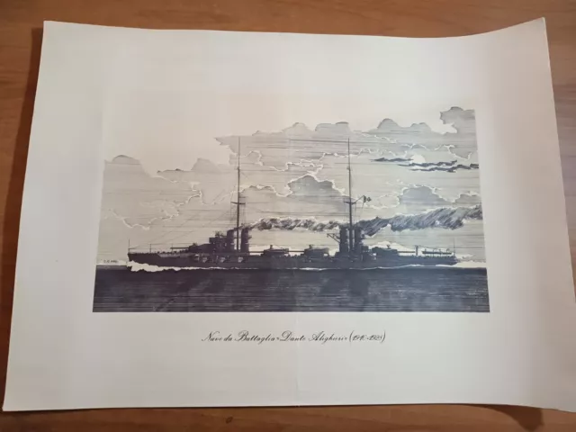 Elio Andò REGIA MARINA stampa NAVE DA BATTAGLIA DANTE ALIGHIERI (1910-1928)