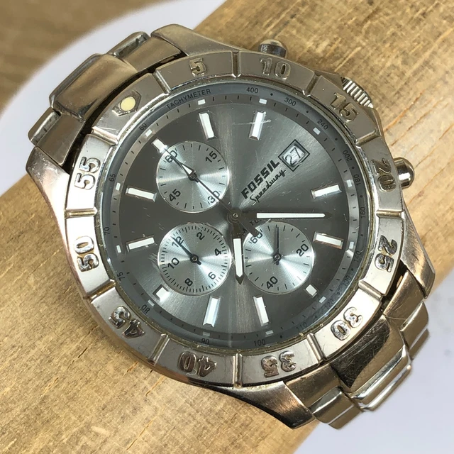 FOSSIL BLUE CH 2332 Quartz Watch Speedway Chronographic Date Silver Band 30.95 PicClick