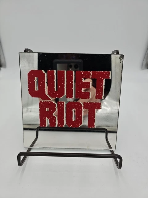 VINTAGE QUIET RIOT Logo Carnival Glass Mirror 1980s Fair Prize 6 X 6 W ...