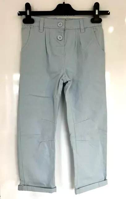 Girls Pretty Light Blue Chino Adjustable Waist Trousers Age 5-6 Y Yrs Years New