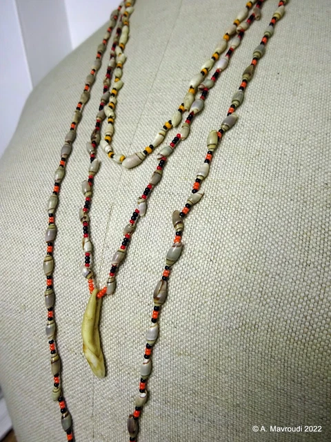 East African Shell Glass Trade Bead Necklaces 3 Strands Mid 20th C Vintage ^