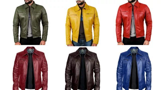 Men's Genuine Leather Vintage Style Cafe Racer Slim Fit Biker Jacket