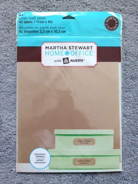 MARTHA STEWART Brown Kraft Labels 42 labels  1 5/16in x 4in Inkjet 72432