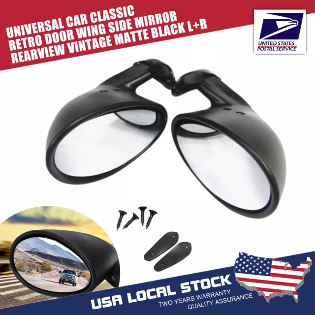 2 PCS Car Door Universal Classic Style Look Wing Side View Mirror Left & Right