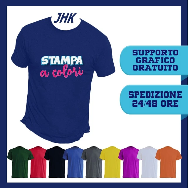 T-Shirt Uomo Personalizzata Maglietta Maglia Personalizzabile Stampa a Colori