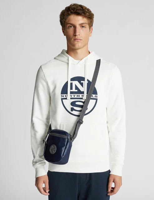 North Sails felpa con cappuccio 691623 bianca felpa uomo con maxi logo North Sai
