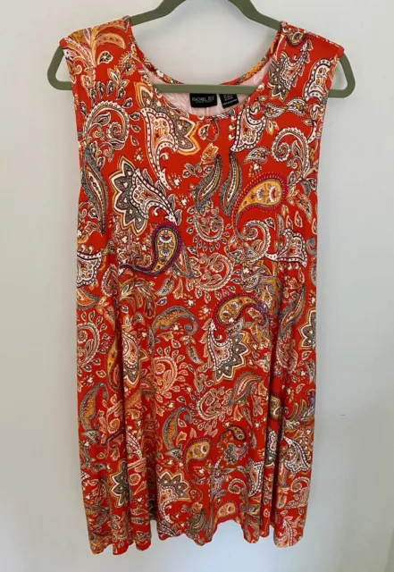 Rachel Zoe Bright Orange Multi-Color Paisley Sleeveless Dress Women’s US Size 2X