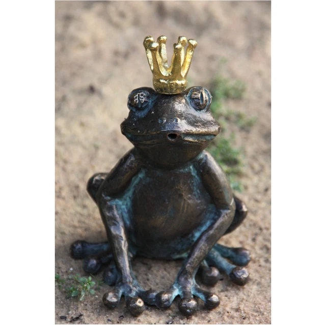 WASSERSPEIER FROSCH KÖNIG aus BRONZE FIGUR für den GARTEN TEICH NEU RO