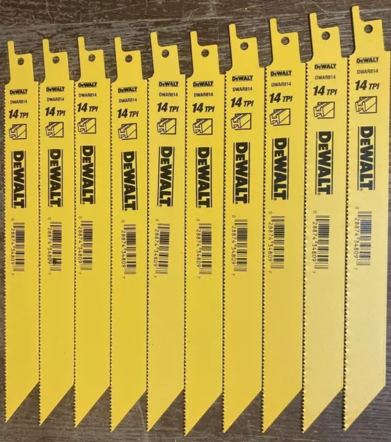 10 New DEWALT 6" Reciprocating Bi-Metal Saw Blades 14 TPI -Made in USA-Free Ship