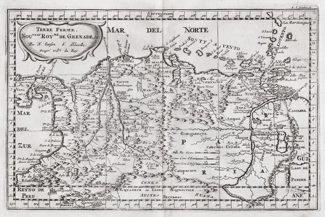 Tierra Firme Colombia Venezuela South America map Karte Sanson 1680