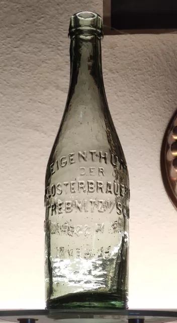 TREBNITZ Schlesien Polen KLOSTER BRAUEREI  Bierflasche vor  1900 Zisterzienser