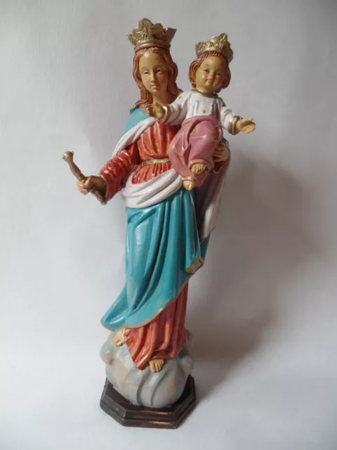 Maria Königin Madonna 27 cm Kunststoff Figur Statue  S/81  mit Krone u. Zepter