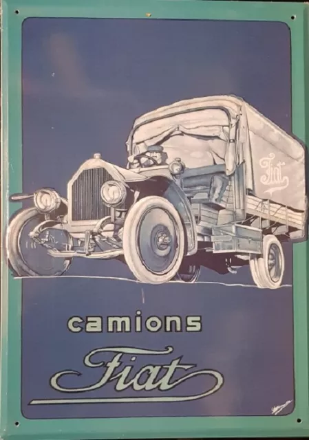 Camion Fiat Targa pubblicitaria Vintage in metallo da collezione