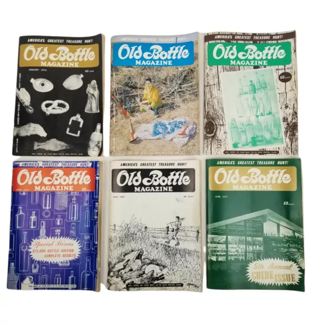 Vintage Old Bottle Magazine Jan - Dec 1972 Lot of 12 Insulators Bottles Relics