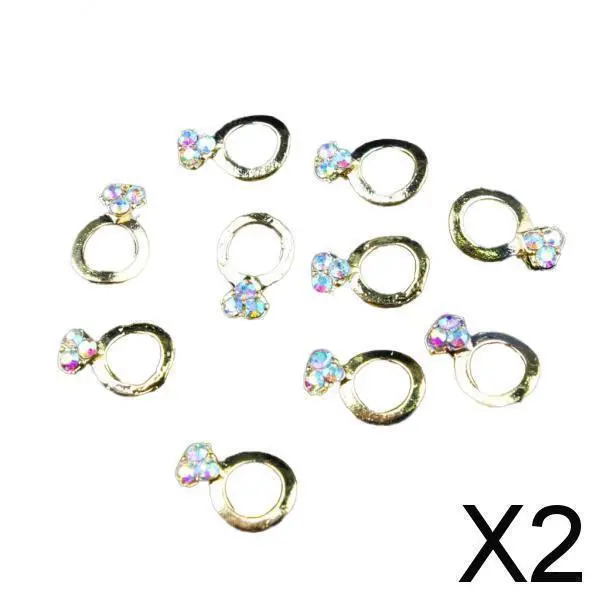 2X 10pieces Glitter Edelsteine ​​3d Nagelkunst Aufkleber Nagel