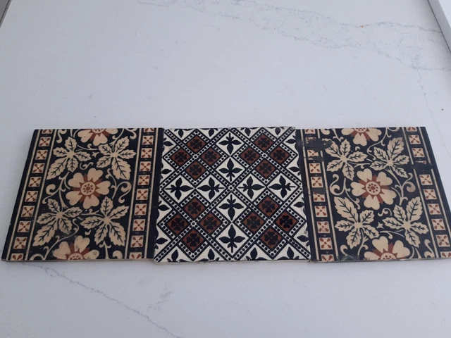 Reclaimed Antique Victorian Edwardian Encaustic Geometric Vitrified Floor tiles