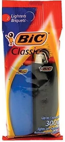 BIC Classic Full Size Lighters 2 Lighter Pack, Colors May Vary (Pack of 2)