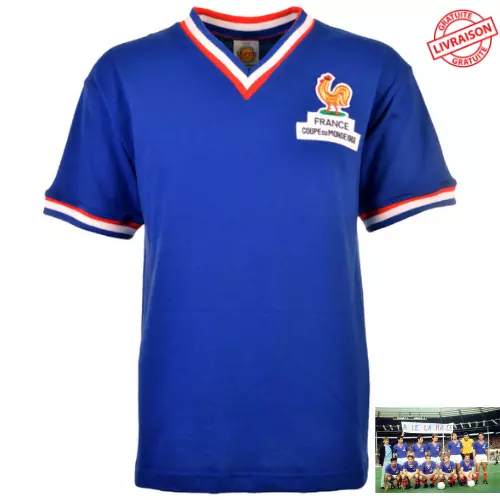 Maillot équipe de France Football 1966 bleu Coupe duMonde Vintage rétro neuf FFF