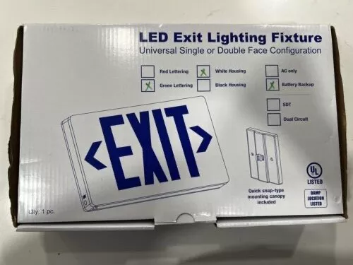 Beghelli Slim Profile LED Exit Sign Damp Location Listed