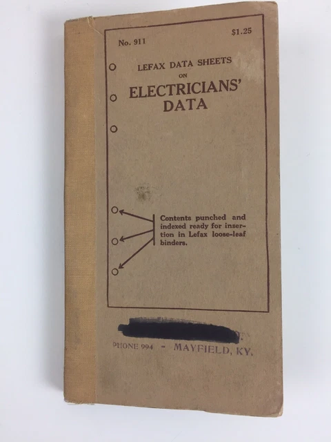Lefax Radio Handbook - 1924 Government Standards - Mayfield Kentucky Electrician