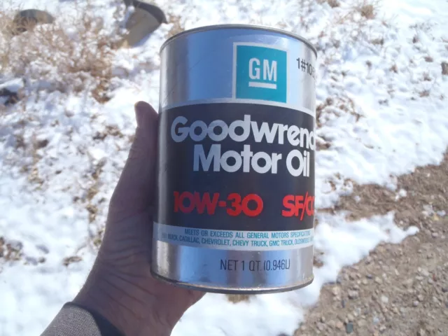 Vintage GM Goodwrench 10w-30  1 US Quart Motor Oil Full Paper Can - RARE